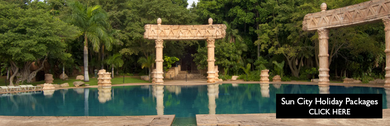 A view of a swimming pool at Sun City, which can be visited with a cheap Sun City holiday package from Flight Centre.